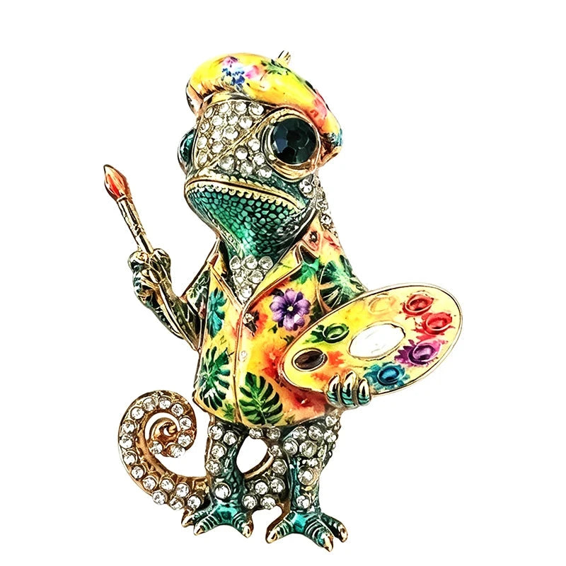 Artist Chameleon with Paint Palette Brooch original white background product photo
