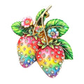 Strawberry Pair with Blossoms Brooch original white background product photo