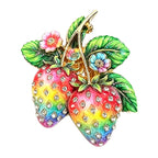 Strawberry Pair with Blossoms Brooch original white background product photo