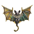 Patterned Enamel Bat with Rhinestones Brooch — Yellow & Gold