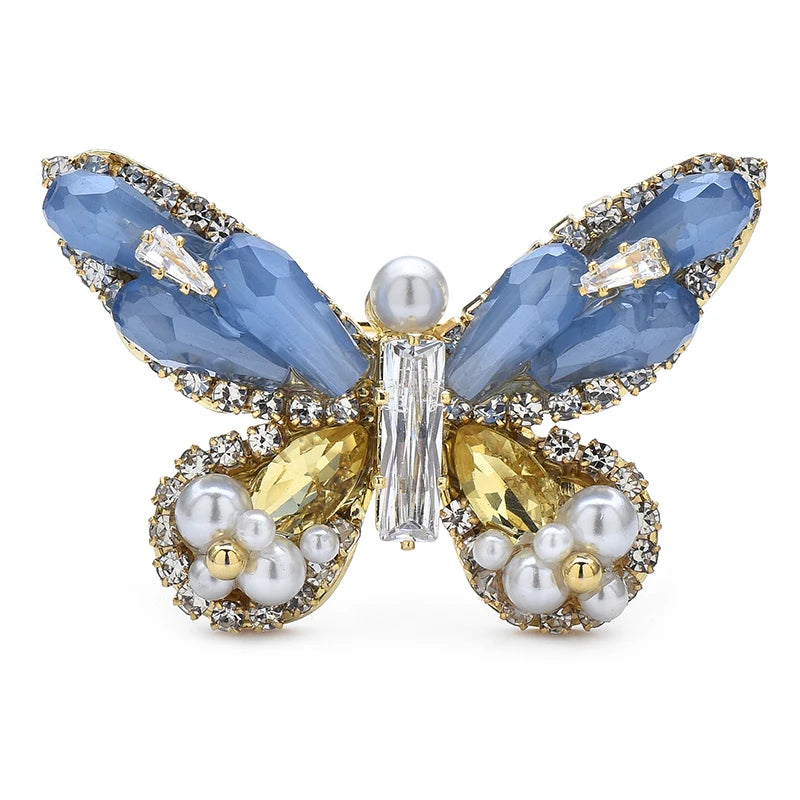 Faceted Butterfly with Pearl-Look Tips Brooch