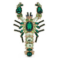 Jeweled Lobster with Faceted Stones Brooch — Green