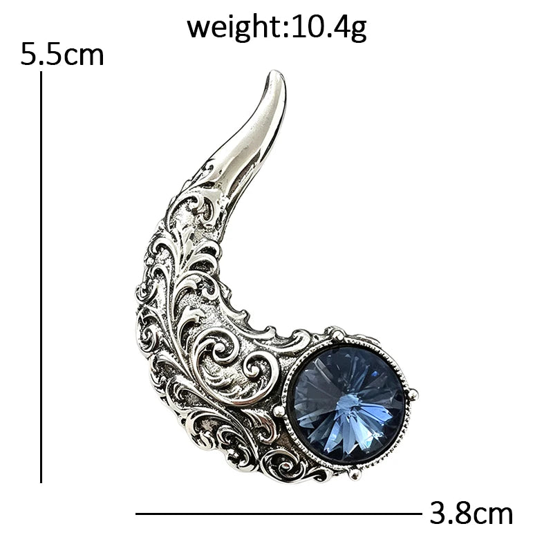 Vintage Carved Horn with Faceted Accent Brooch