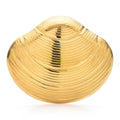 Concentric Ridged Clam Shell Brooch — Gold