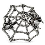 Spider on Rhinestone Web Brooch — Silver