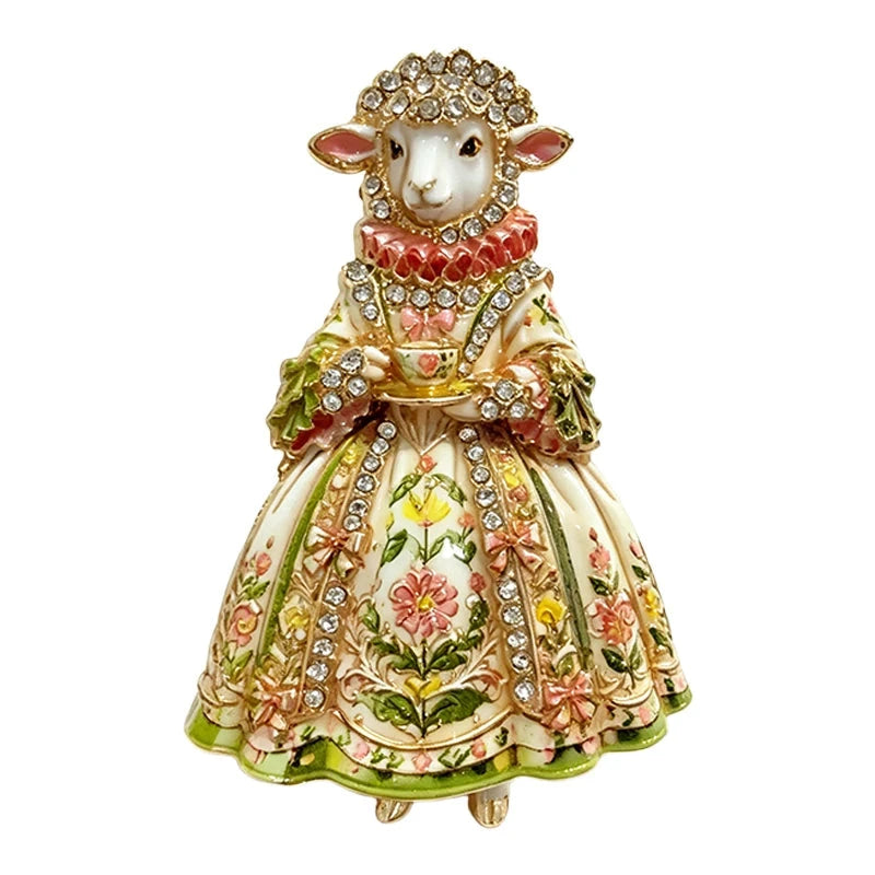 Sheep Lady in Floral Dress Brooch original white background product photo