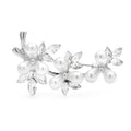 Pearl-Look Floral Branch Brooch