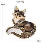 Seated Enamel Fox with Rhinestones Brooch — dimensions