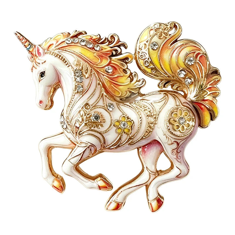 Ornate Galloping Unicorn Brooch original white background product photo