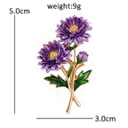Purple Aster Blossoms and Bud Brooch