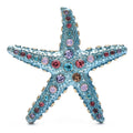 Rhinestone Starfish with Faceted Accents Brooch — Blue