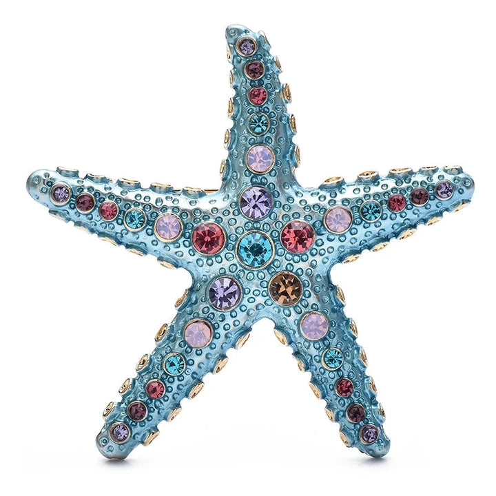 Rhinestone Starfish with Faceted Accents Brooch