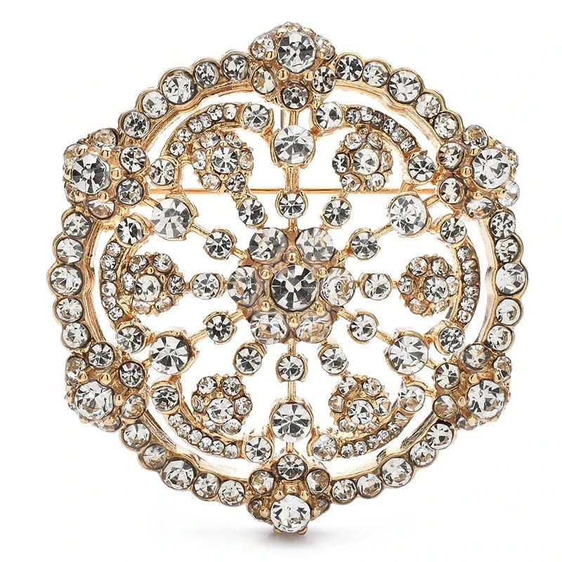 Round Rhinestone Filigree Flower Brooch product variant photo
