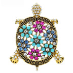 Ornate Multicolor Rhinestone Sea Turtle Brooch — Multicolor Sea Turtle