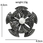 Geometric Flower with Pearl-Look Accent Brooch