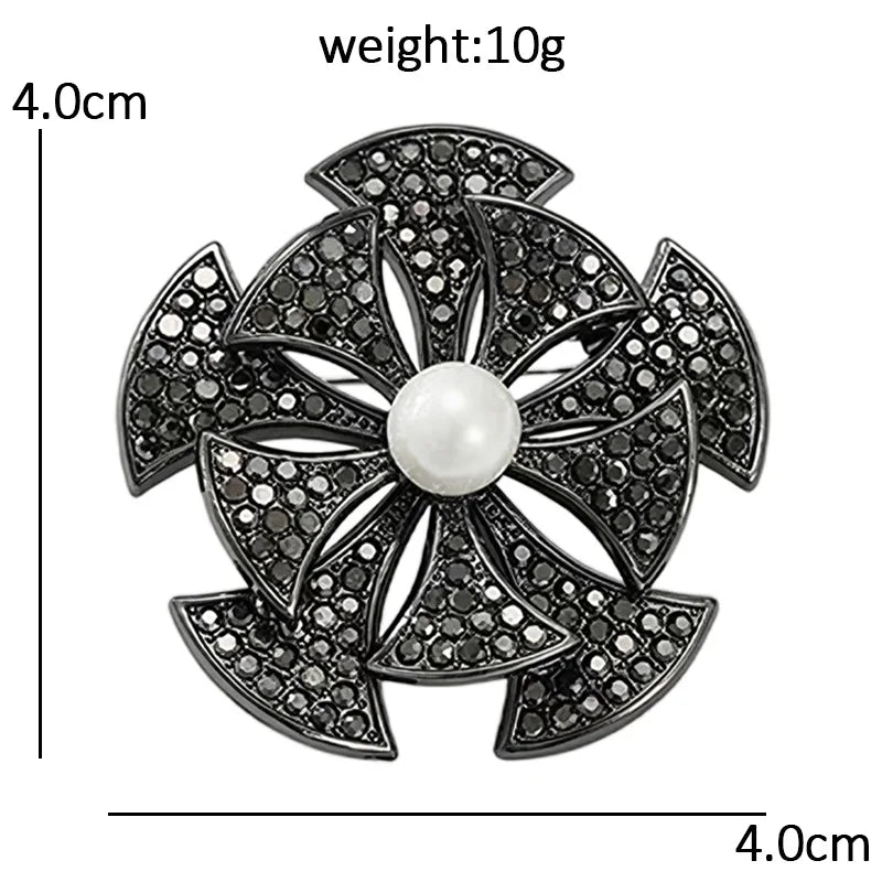 Geometric Flower with Pearl-Look Accent Brooch