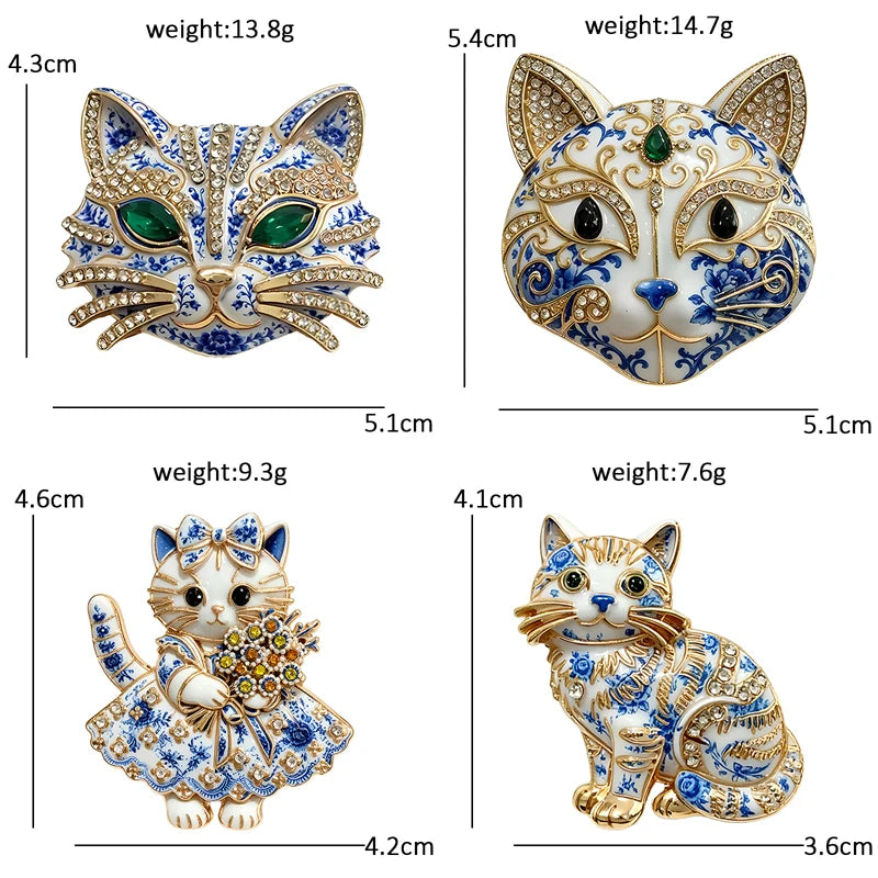 Ornate Floral Cat Motif Brooch