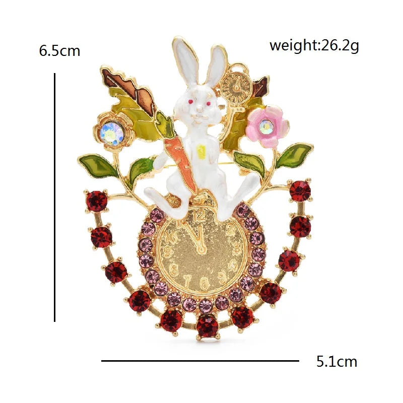 White Rabbit with Pocket Watch Brooch — dimensions