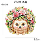 Hedgehog with Rose Wreath Brooch