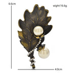 Vintage-Style Leaf with Pearl-Look Drops Brooch dimensions and weight