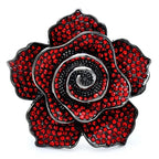 Spiral Rhinestone Rose Brooch — Red