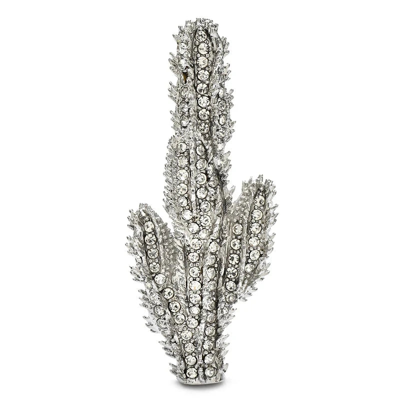 Clear Rhinestone Cactus Brooch — Clear Cactus