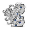 Virgo Maiden with Blue Star Accents Brooch — Silver