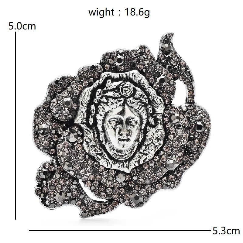 Jeweled Floral Face Cameo Brooch — dimensions