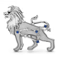 Leo Lion with Abalone-Look Inset Brooch — Silver