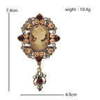 Vintage-Style Cameo Portrait with Pendant Brooch — dimensions