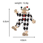 Harlequin Clown with Jeweled Hat Brooch — dimensions