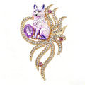 Nine-Tailed Fox with Sparkling Swirls Brooch original white background product photo