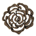Openwork Rhinestone Rose Brooch — Champagne