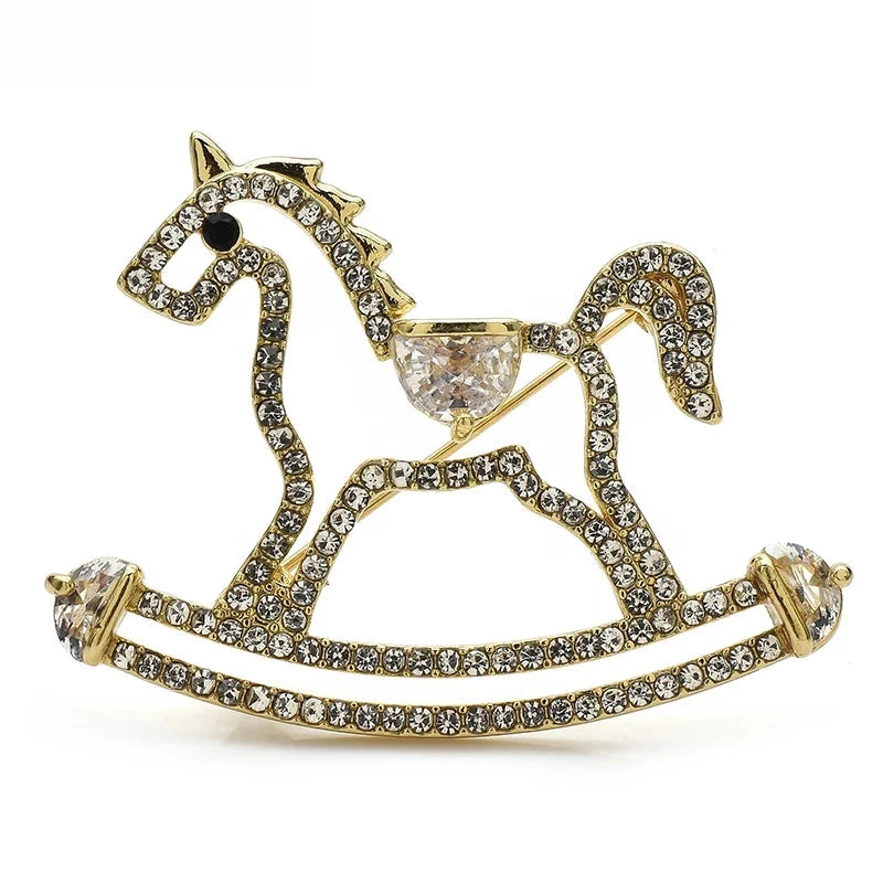 Rhinestone Rocking Horse Brooch product variant photo