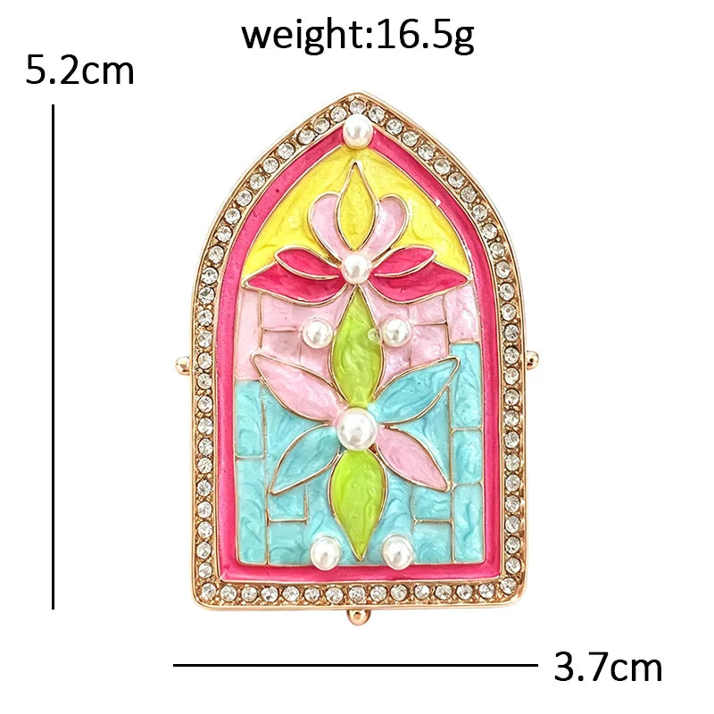 Stained Glass Style Floral Window Brooch