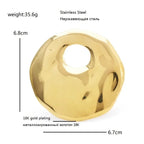 Large Sculptural Stainless Steel Circle Brooch — dimensions