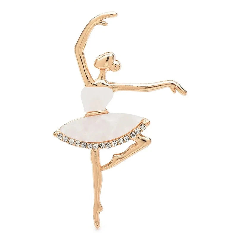 Ballerina with Decorative Tutu Brooch — Gold & Pearlescent
