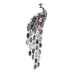 Cascading Crystal-Look Peacock Brooch
