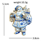 Santa Claus with Lantern and Gift Sack Brooch
