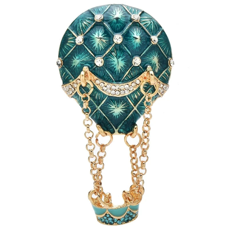Blue Enamel Hot Air Balloon with Chain Basket Brooch original variant product photo