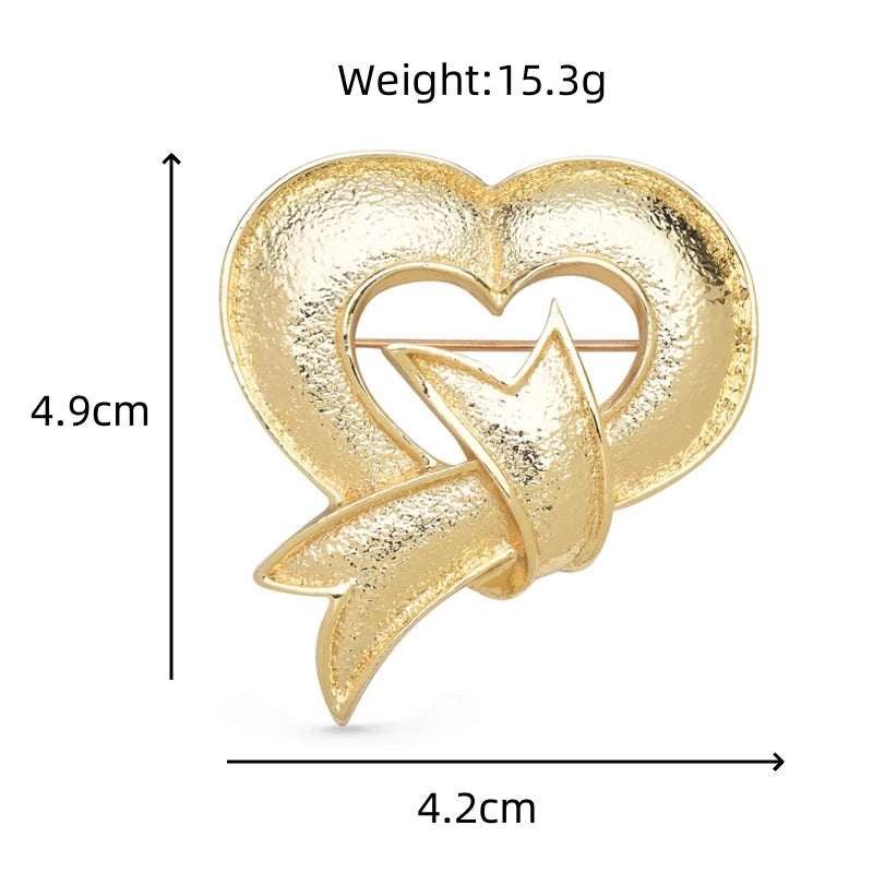 Matte Heart with Bow Brooch — dimensions