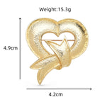 Matte Heart with Bow Brooch — dimensions