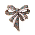 Vintage-Style Rhinestone Bow with Pearl-Look Beads Brooch — Multicolor Bow