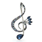 Blue Crystal-Look Treble Clef Brooch