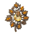 Vintage Jeweled Leaf Spray Brooch original white background product photo