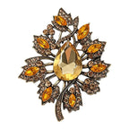 Vintage Jeweled Leaf Spray Brooch original white background product photo