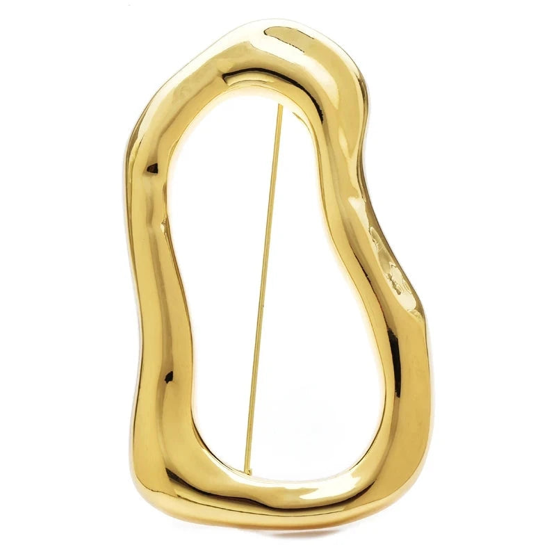 Polished Organic Openwork Loop Brooch