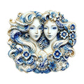 Floral Gemini Twin Portrait Brooch original white background variant photo