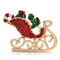 Rhinestone Christmas Sleigh with Gifts and Candy Cane Brooch original variant product photo