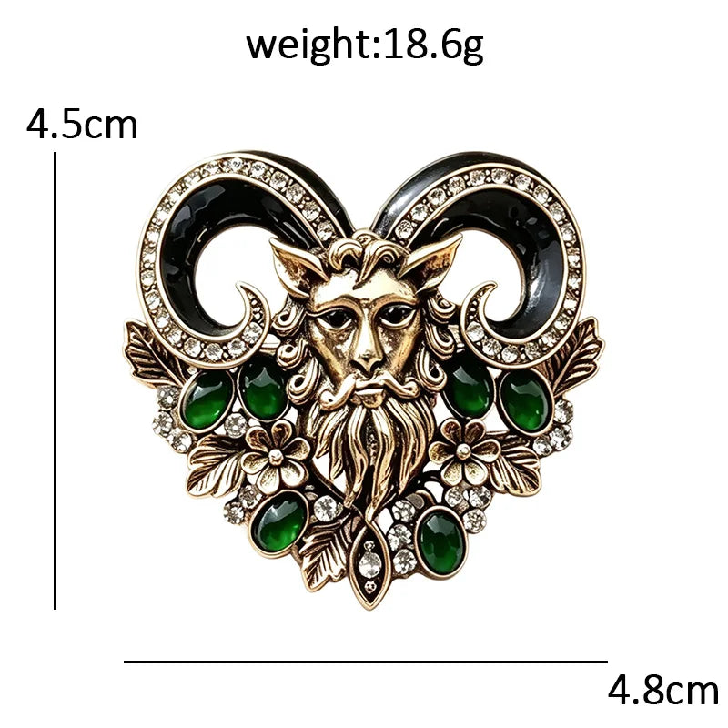 Vintage Floral Ram Head Brooch